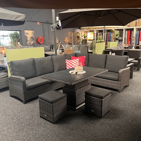 Eck-Lounge-Set Aruba in Anthrazit - Lounge-Set aus Korbgeflecht
