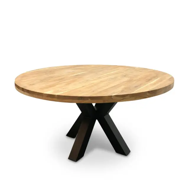 Eettafel Acaciahout - Rond - Spinpoot - 130 cm - WGXL Collection