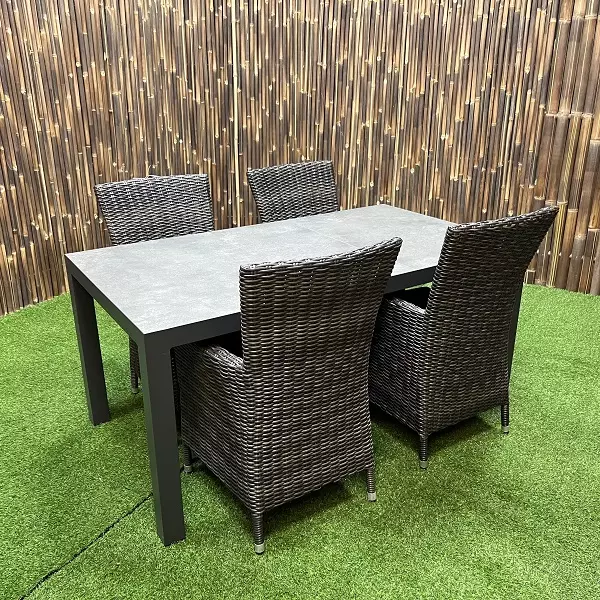 Gartenstuhl Atlanta – Geflecht – Dunkelgrau – WGXL Kollektion – Wiegers XL meubels en tuinmeubelen