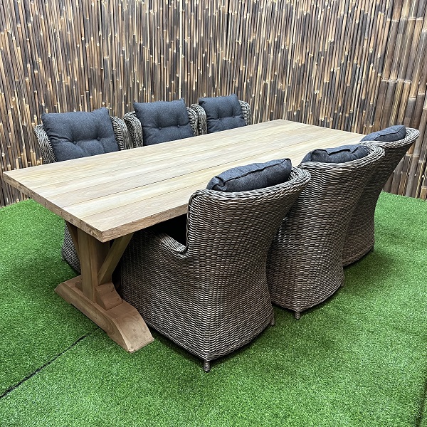 Gartentisch Gaby – Altes Teakholz – Outdoor – 250 cm – WGXL Kollektion – Wiegers XL meubels en tuinmeubelen
