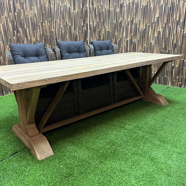 Gartentisch Gaby – Altes Teakholz – Outdoor – 250 cm – WGXL Kollektion – Wiegers XL meubels en tuinmeubelen