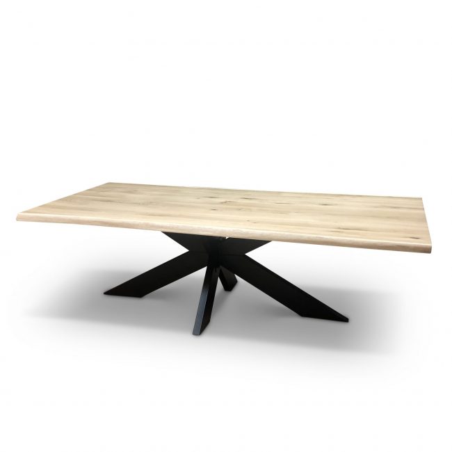 Stammtisch 6 cm Platte – Eichenholz – Spinnenbein 15×5 cm – WGXL Kollektion – Wiegers XL meubels en tuinmeubelen