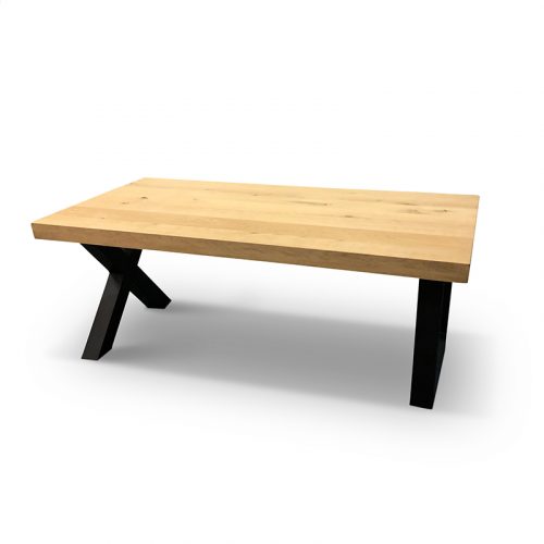 Eettafel recht model 8 cm - Eikenhout - X-poot 10x10 cm - WGXL Collection