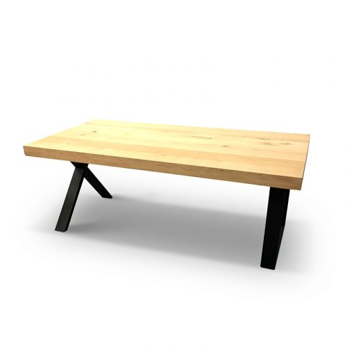 Eettafel recht model 8 cm - Eikenhout - X-poot 10x4 cm - WGXL Collection