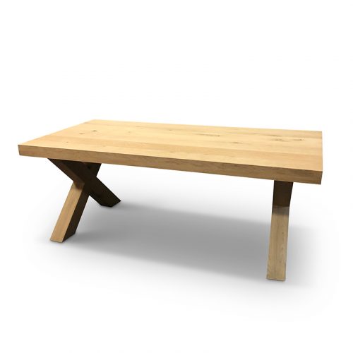 Eettafel recht model 8 cm - Eikenhout - Eiken X-poot - WGXL Collection