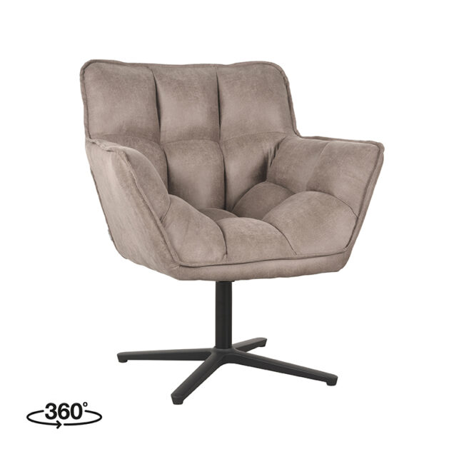 LABEL51 Fauteuil Ian - Taupe - Micro Suede