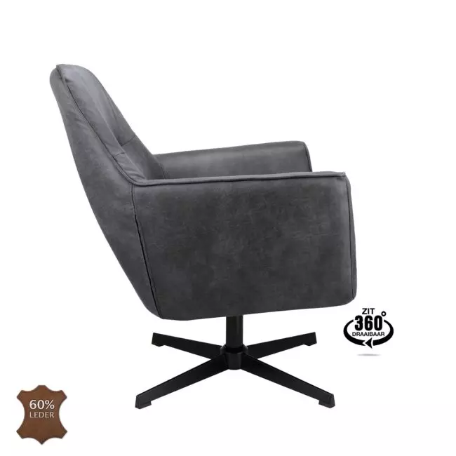 Fauteuil Planeet - Microleder - Bull - Graphite - WGXL Collection