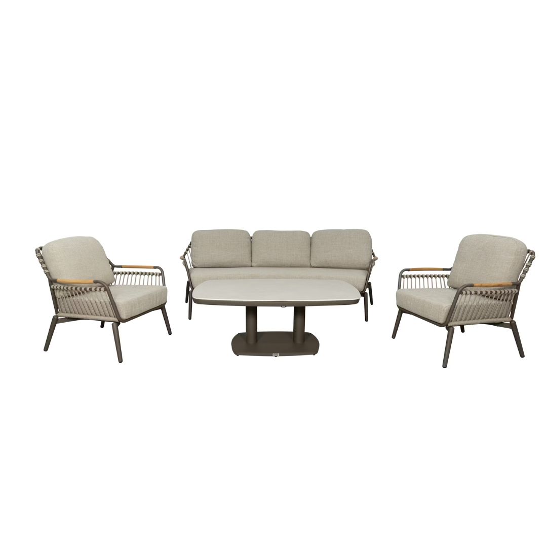 Loungeset Egina – Aluminium – Antraciet – 4-delig – Qopps