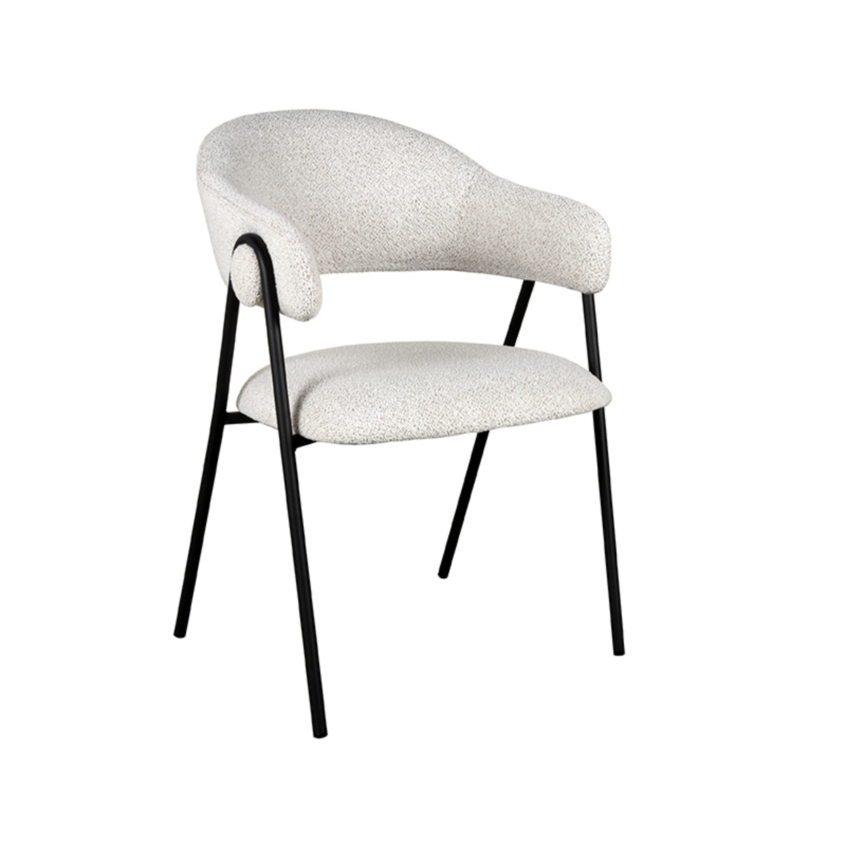 LABEL51 Eetkamerstoel Lowen – Champagne – Boucle – Zwart Metalen Frame