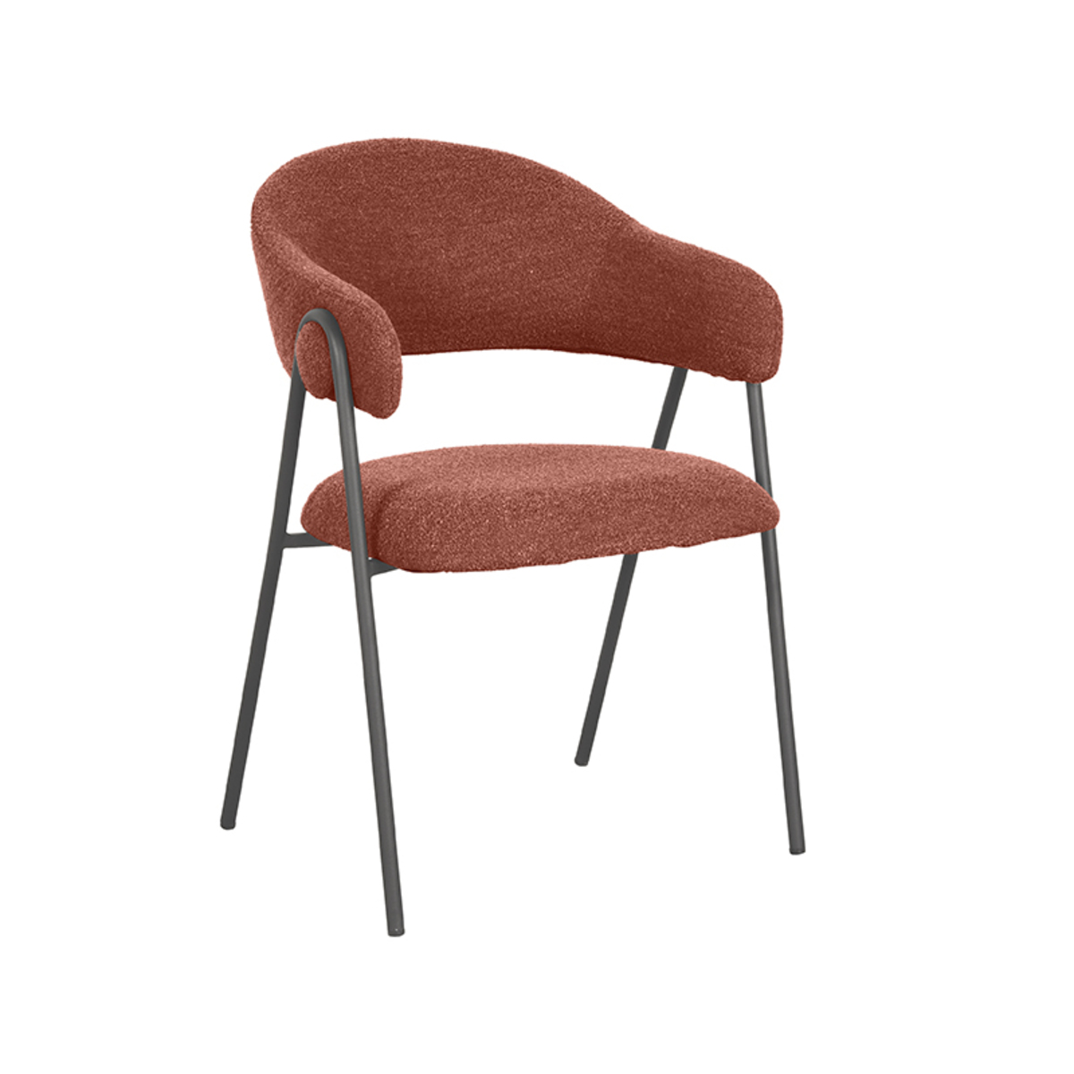 LABEL51 Eetkamerstoel Lowen – Terra – Boucle – Zwart Metalen Frame